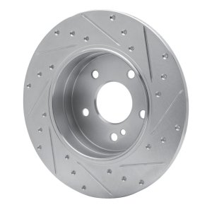 Mercedes-Benz E320 Brake Rotor (1) - Rear Left - R1 Concepts - Drilled & Slotted - Silver - `98-`03